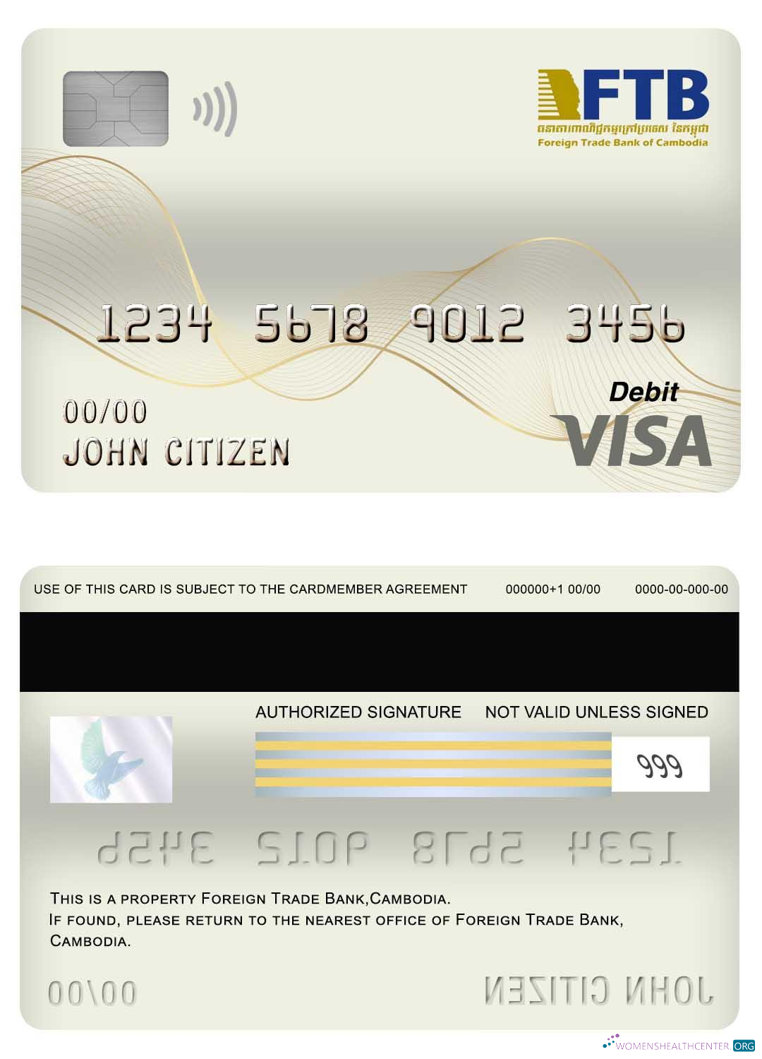 Download Cambodia Foreign Trade bank visa debit card Photoshop template